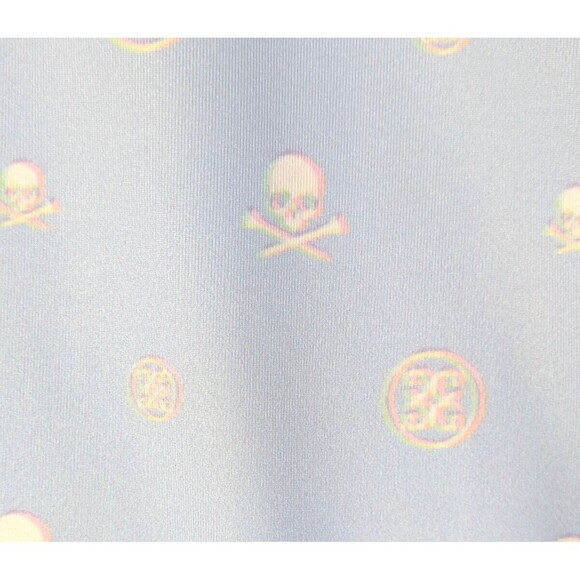 G/FORE Golf Polo Mens S Blue Skulls Crossbones Print Performance Stretch NEW - Picture 6 of 11